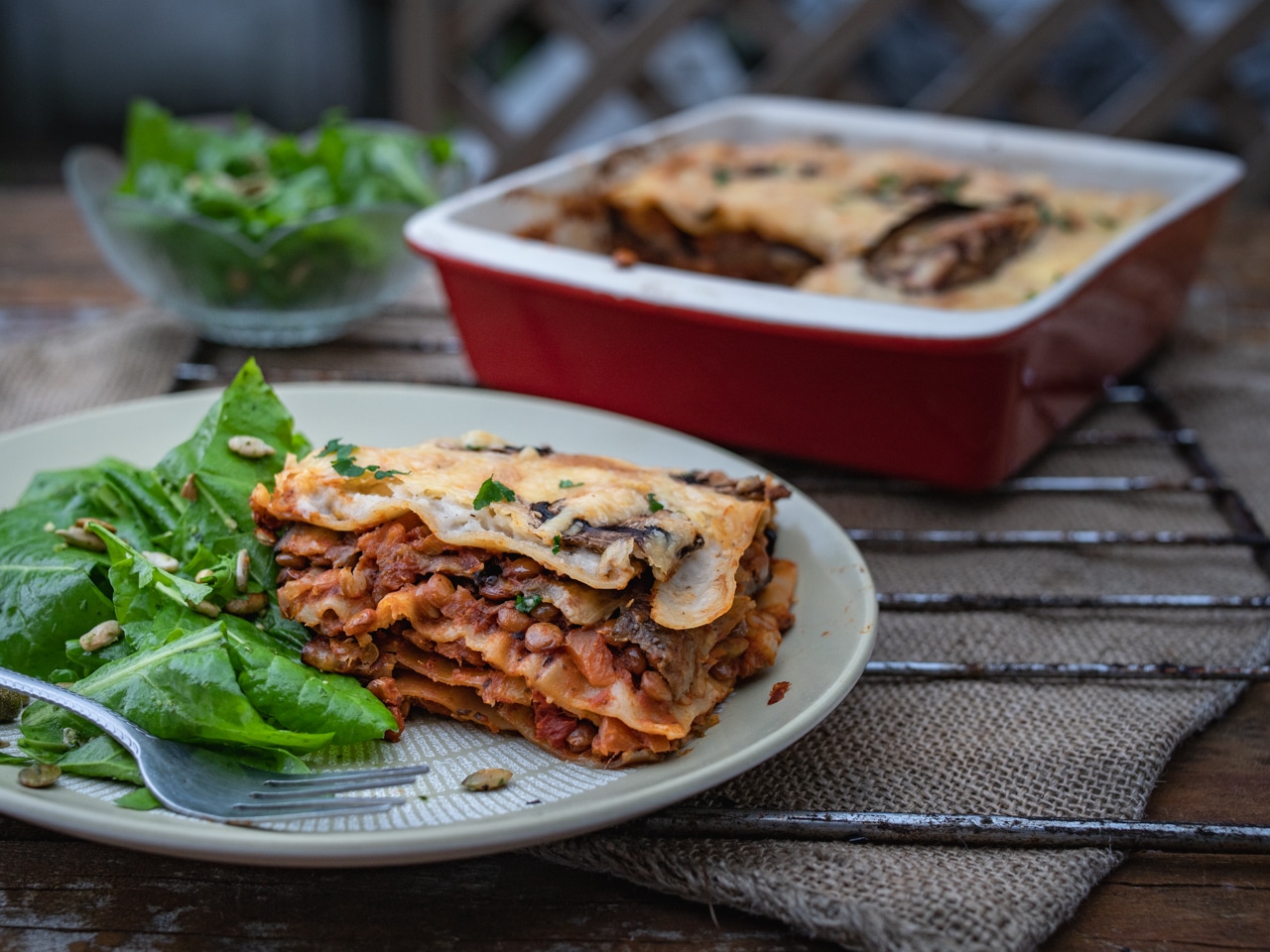 Lasagne se zeleninovo – čočkovým ragů